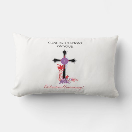 Coussin Rectangle Priest 5ème anniversaire de l'Ordination Croix noi (Recto)