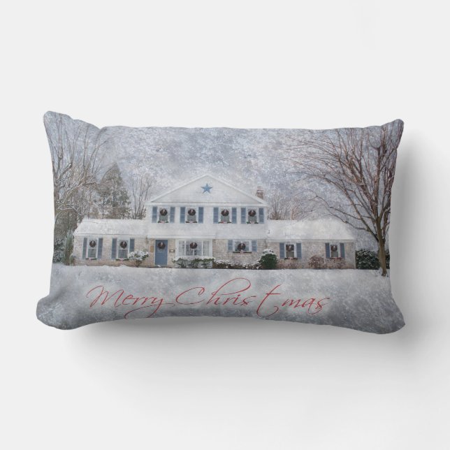 Coussin Rectangle Primitive Winter Snow Country Rustic Open House (Recto)