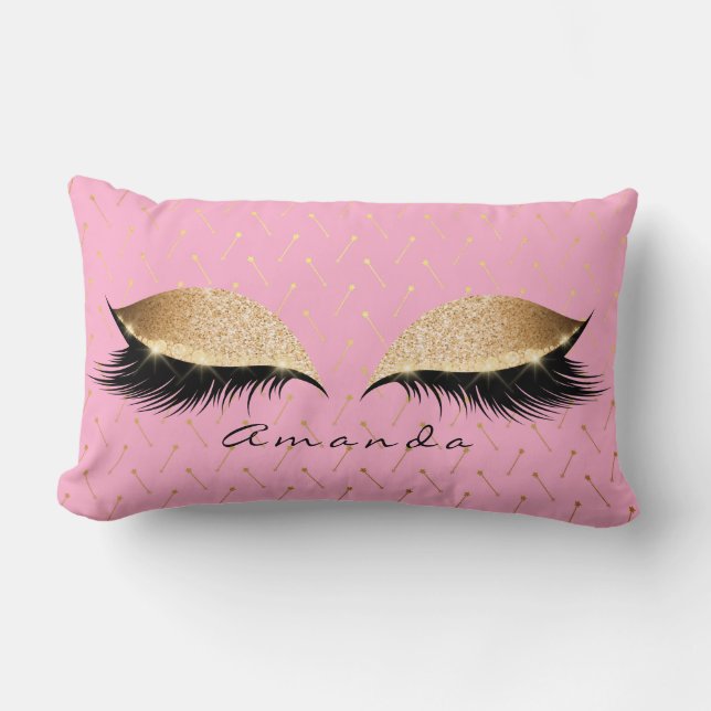 Coussin Rectangle Princess Gold Parties scintillant Noir Nom de maqu (Recto)