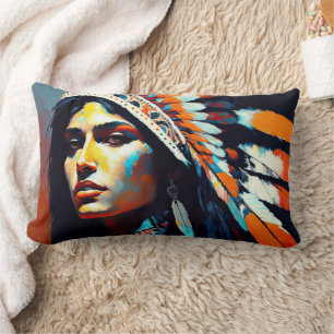 Coussin Rectangle Princesse amérindienne guerrière