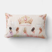 Coussin Rectangle Princesse Couronne rose or Floral Nom de la fille (Recto)