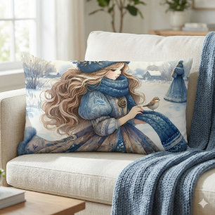 Coussin Rectangle Princesse Fantastique d'Hiver dans un Pays de Cont