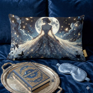 Coussin Rectangle Princesse Fée au Clair de Lune Robe Céleste