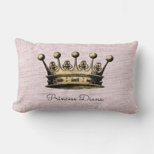 Coussin Rectangle Princesse Nom personnalisé Décor Couronne or Vinta
