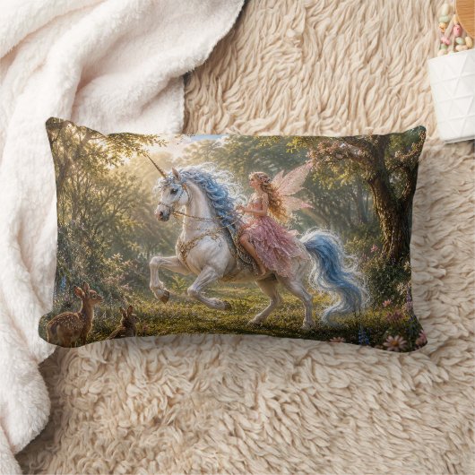 Coussin Rectangle Promenade Enchantée de la Licorne de la Fée (Couverture)