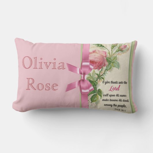 Coussin Rectangle Psaume d'écriture sainte d'arc de rose de rose (Recto)