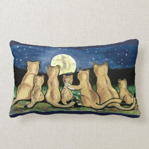 Coussin Rectangle Puma Mountain Lion Famille et Moon Designer Coussi