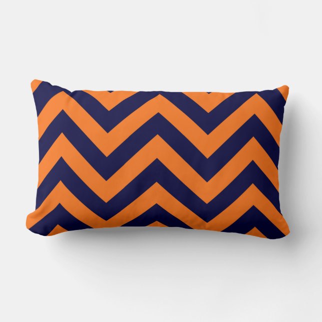 Coussin Rectangle Pumkin, Navy Blue Large Chevron Zig Zag (Recto)
