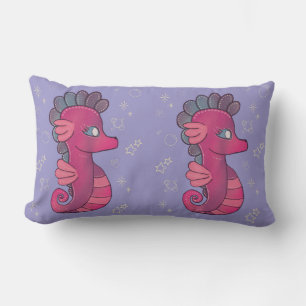 Coussin Rectangle Punky Seahorse Hippocampe Rose Mignon