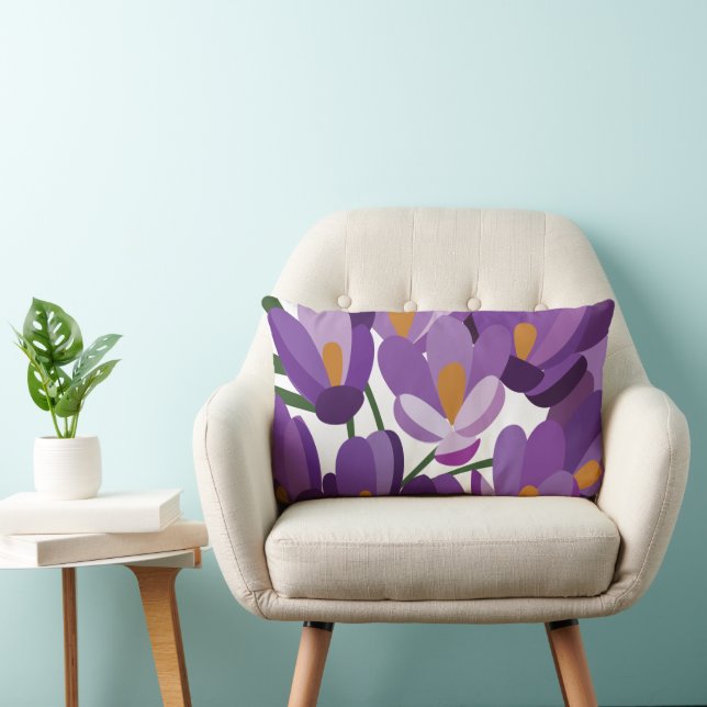 Coussin Rectangle Purple Crocus Floral (Chaise)