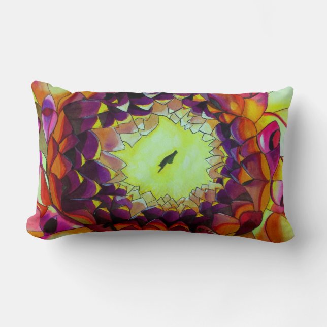 Coussin Rectangle Purple Dahlia abstract original flower art (Recto)