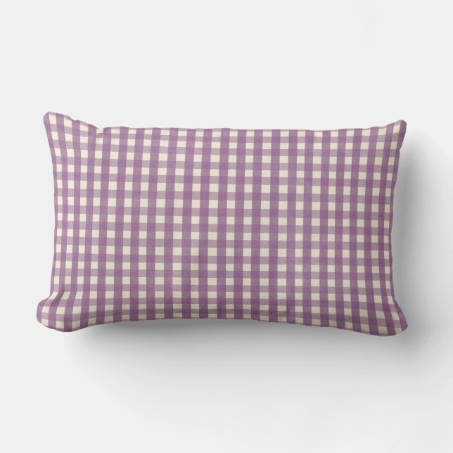 Coussin Rectangle Purple En vichy Pays Lavande Préppée Plaid (Recto)