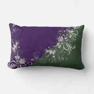 Coussin Rectangle Purple, Forest Green, and Elegant Silver