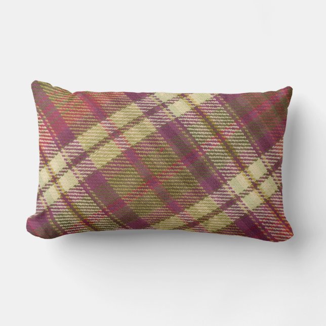 Coussin Rectangle Purple Vert Tan Anglais Moderne Plaid (Recto)