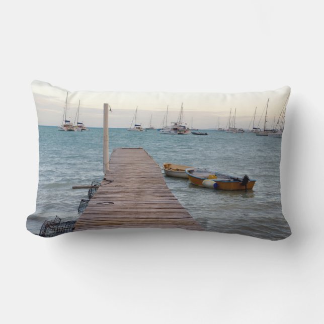 Coussin Rectangle Quai et casiers à homard (Recto)
