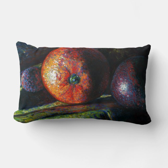 Coussin Rectangle Quatre fruits : Orange, Banane, Plum, Lychee (Recto)