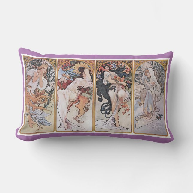 Coussin Rectangle Quatre Saisons, Mucha (Recto)