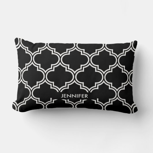 Coussin Rectangle Quatrefoil noir et blanc (Recto)