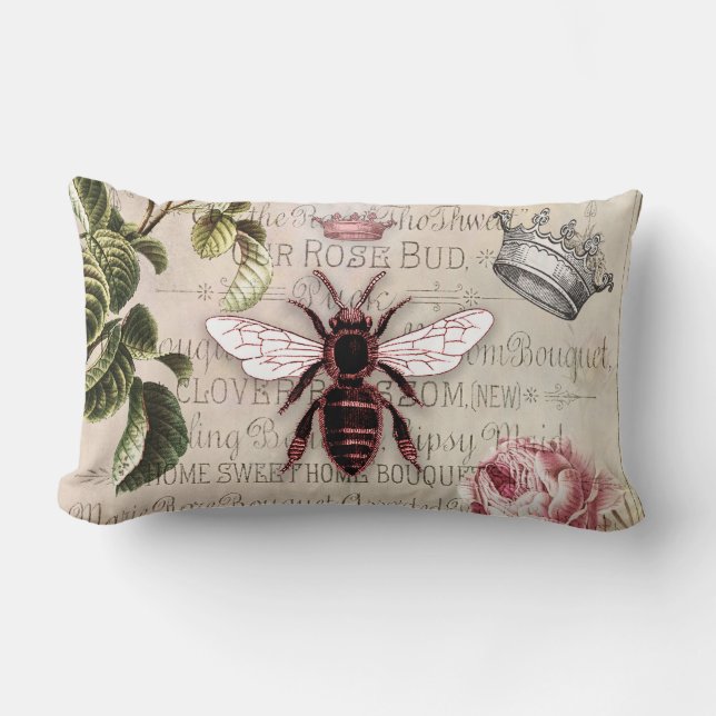 Coussin Rectangle Queen Bee French Perfume Rose Bud (Recto)