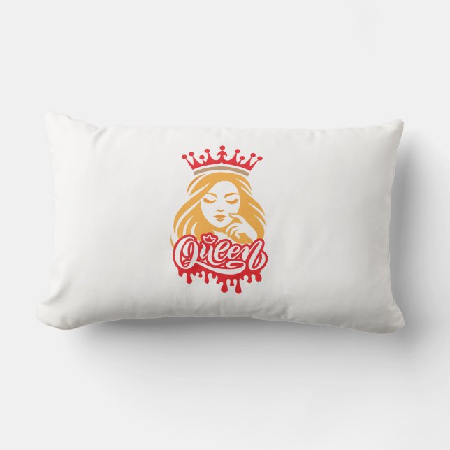 Coussin Rectangle Queen Design – Typographie élégante de couronne ro (Recto)