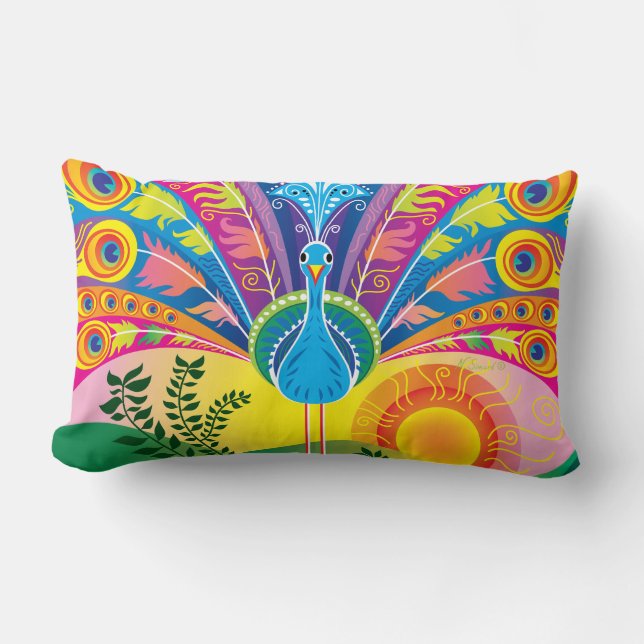 Coussin Rectangle Queue de paon (Recto)