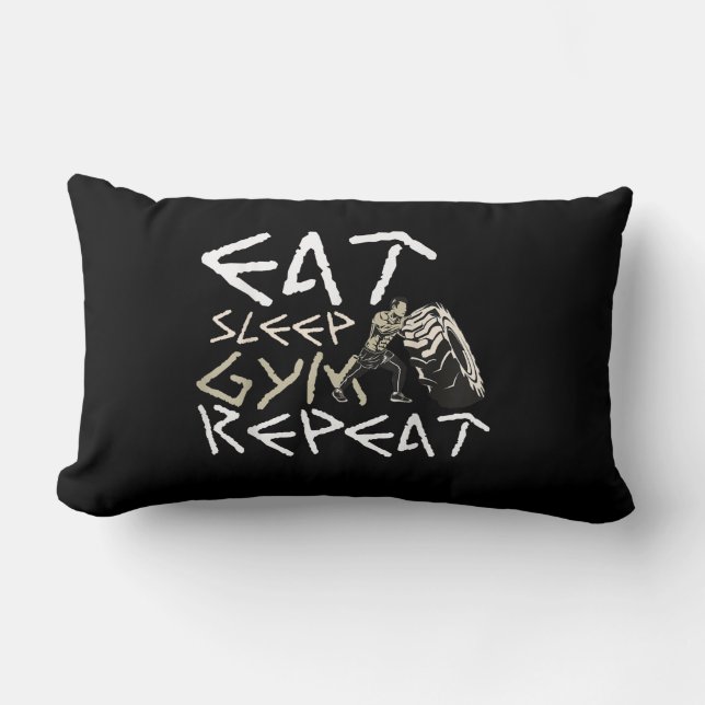 Coussin Rectangle Quota Eat Sleep Gym Repeat Funny (Recto)