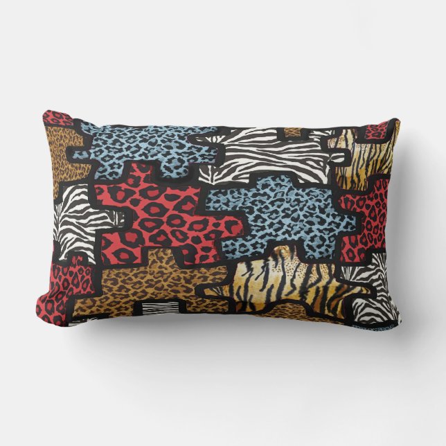 Coussin Rectangle RAB Rockabilly Leopard Zebra Puzzle Imprimer Couss (Recto)