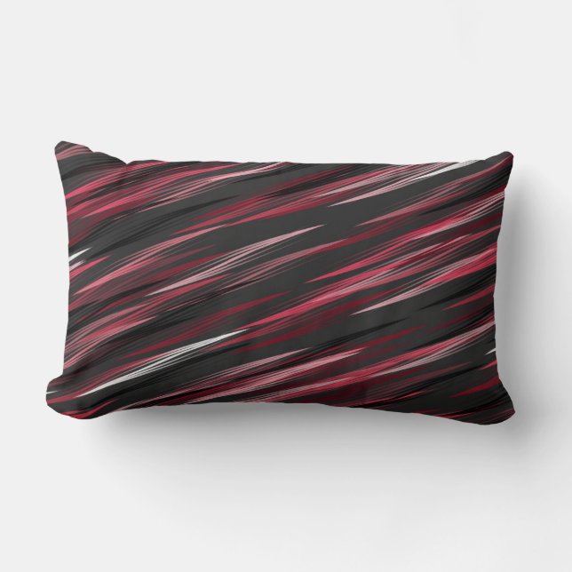Coussin Rectangle Raies noires roses et grises (Recto)