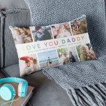 Coussin Rectangle Rainbow 'LOVE YOU DADDY' Photo Collage Keepsaké<br><div class="desc">Créez votre propre cadeau de Fête des pères spéciale avec ce simple collage photo coussin lombaire. Avec 8 photos carrés avec le texte arc-en-ciel 'LOVE YOU DADDY' et personnalisez avec le/les nom(s).</div>