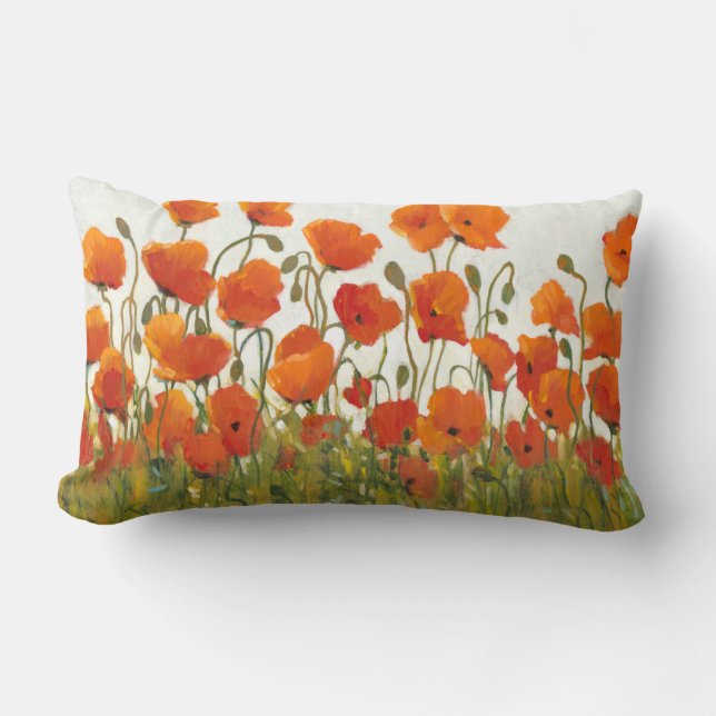 Coussin Rectangle Rangées de pavots I (Recto)