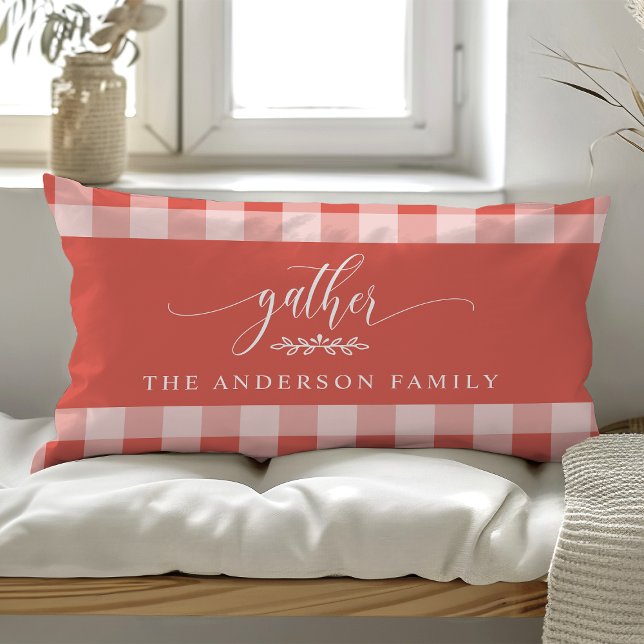 Coussin Rectangle Rassembler le corail d'automne et le Buffle blanc  (Créateur téléchargé)