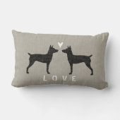 Coussin Rectangle Rat Terrier Silhouettes Amour - Personnaliser (Verso)