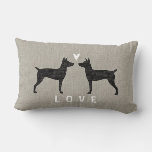 Coussin Rectangle Rat Terrier Silhouettes Amour - Personnaliser (Verso)