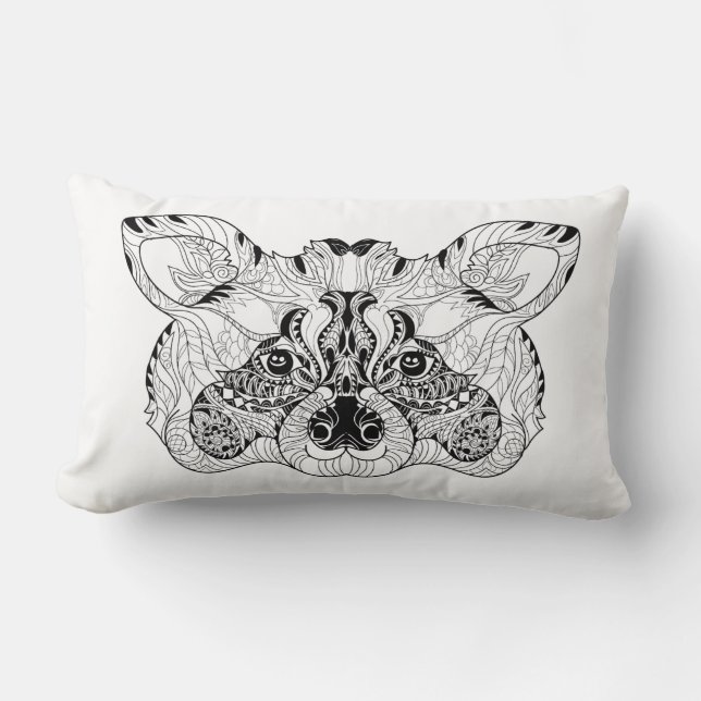 Coussin Rectangle Raton laveur inspiré (Recto)