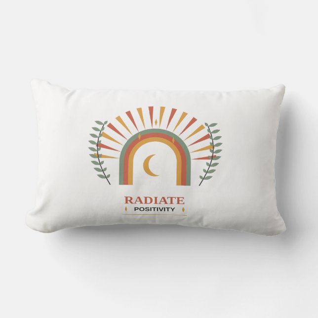 Coussin Rectangle Rayonner de positivité Boho Céleste Soleil Lune Bo (Recto)