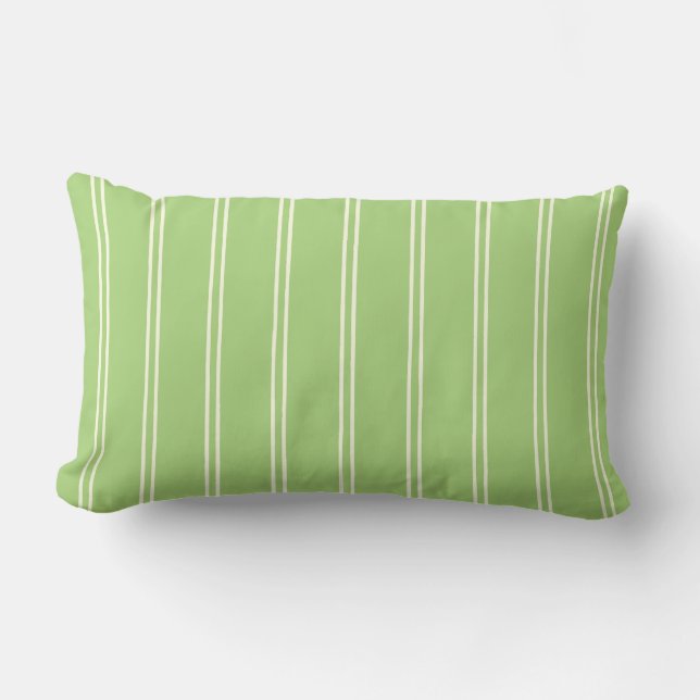 Coussin Rectangle Rayure à Carreaux Rustique | Vert Pistache Dessiné (Recto)