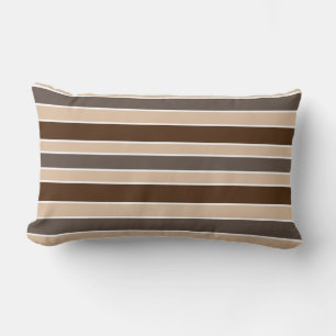 Coussin Rectangle Rayure Horizontale Brun Beige