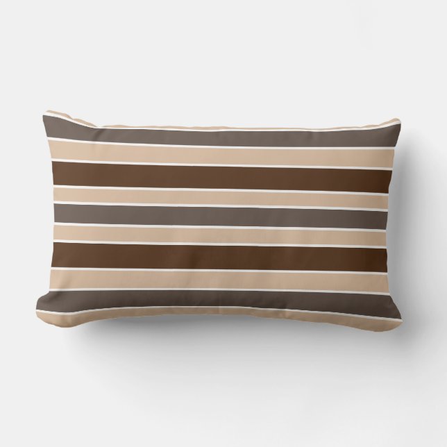 Coussin Rectangle Rayure Horizontale Brun Beige (Recto)