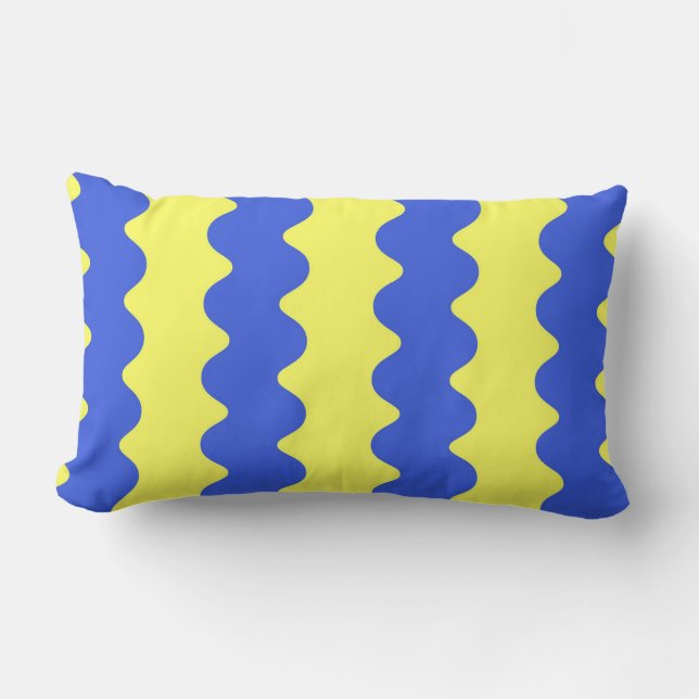 Coussin Rectangle Rayure ondulée bleu citron gras accent printemps é (Recto)