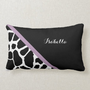 Coussin Rectangle Rayure pourpre et nom de girafe de lavande