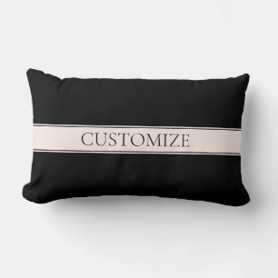 Coussin Rectangle Rayure rose pâle et texte éditable élégant