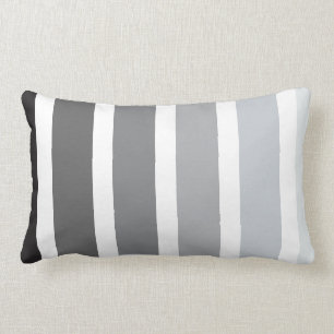 Coussin Rectangle Rayures blanches noires grises d'Ombre