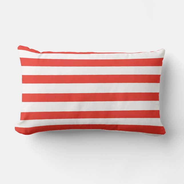 Coussin Rectangle Rayures blanches rouges de marin (Recto)