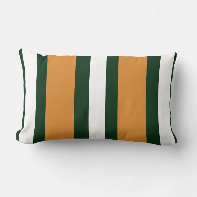 Coussin Rectangle rayures Brown, vert foncé et blanches (Recto)