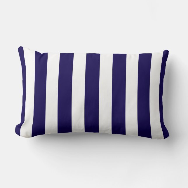 Coussin Rectangle Rayures classiques de concepteur dans le bleu et (Recto)