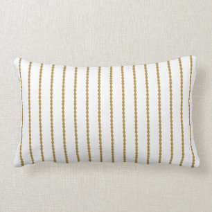 Coussin Rectangle Rayures crantées modernes, or élégant et blanc