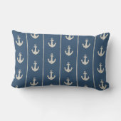 Coussin Rectangle Rayures d'ancre marine et de corde | Monogramme (Verso)