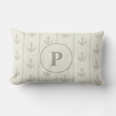 Coussin Rectangle Rayures d'ancre marine et de corde | Monogramme (Recto)