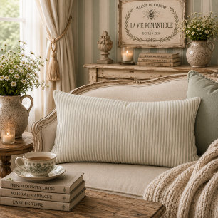 Coussin Rectangle Rayures de campagne française au vert sauge atténu