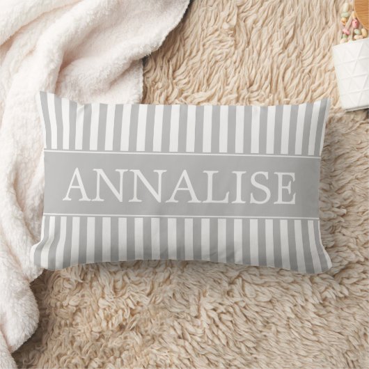 Coussin Rectangle Rayures de gris et de blanc de cendre (Couverture)